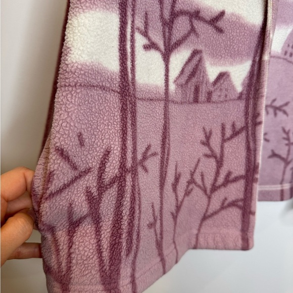 Vintage sherpa Women's Cream Purple cozy winter open Cardigan - Picture 6 of 7